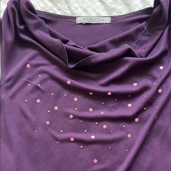 La Belle Deep Purple Blouse with Sequins - Picture 9 of 14